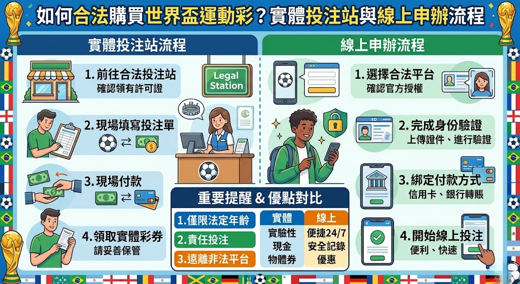 如何合法購買世界盃運動彩？實體投注站與線上申辦流程