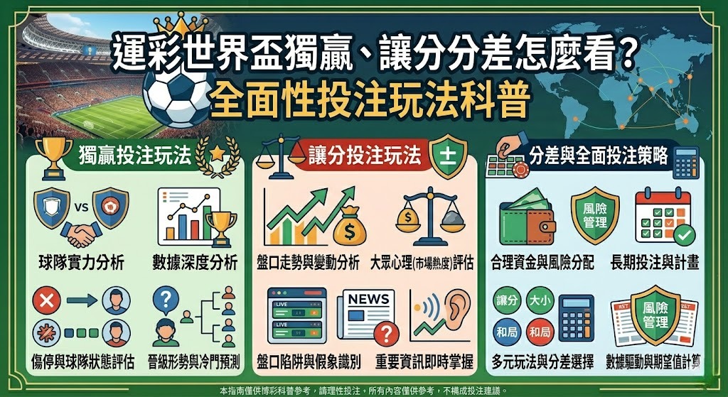 運彩世界盃獨贏、讓分分差怎麼看？全面性投注玩法科普